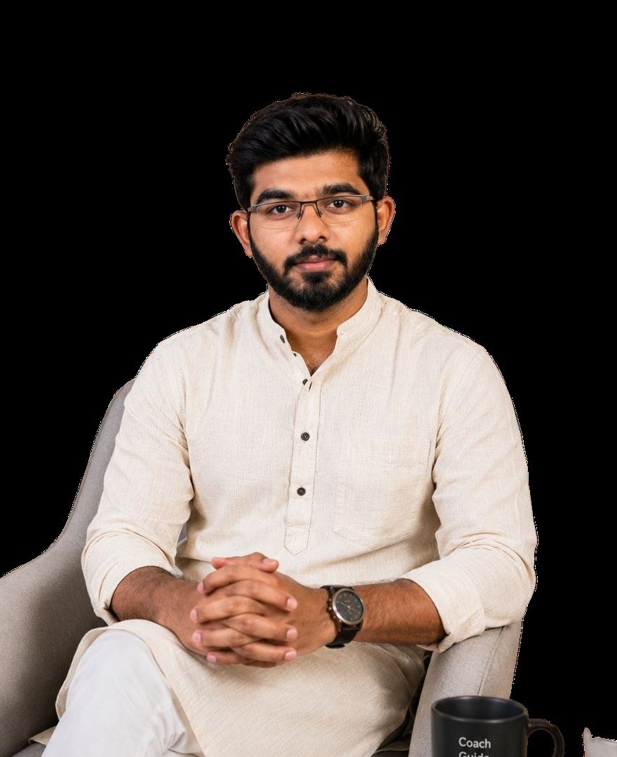 Portrait of Mr. Chakkaravarthy RK seated in a chair beside a table.